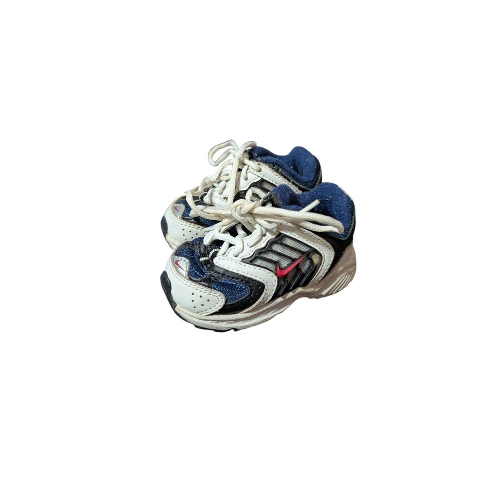 Vintage Nike Attest 5 Shoes Size 3.5C Toddler Boys White Red Blue